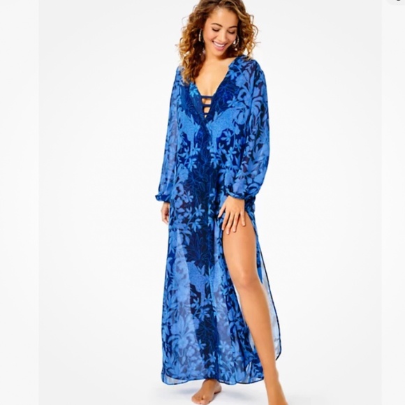 NWT Lilly Pulitzer Frey Maxi Cover-up Size Small/medium - Picture 2 of 8